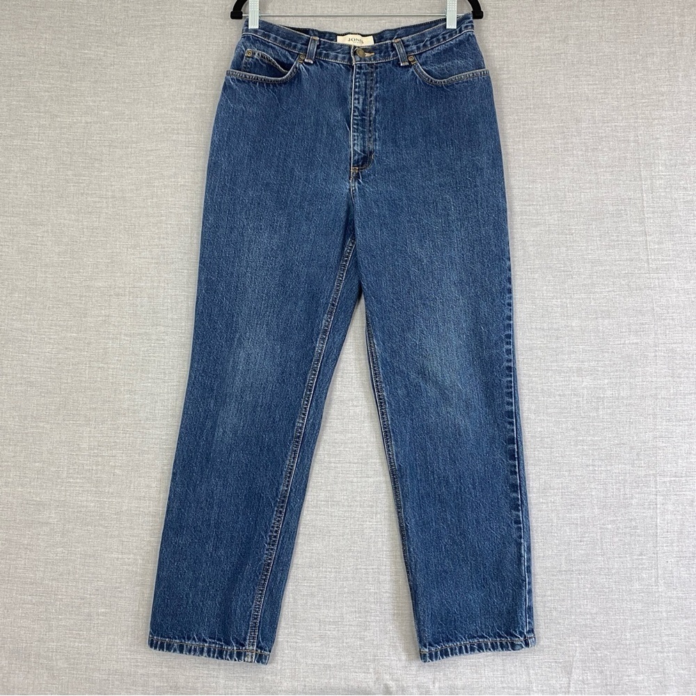 Jones Sport Mom Jeans Womens Sz 12 Blue Cotton High Waisted Straight Medium Wash